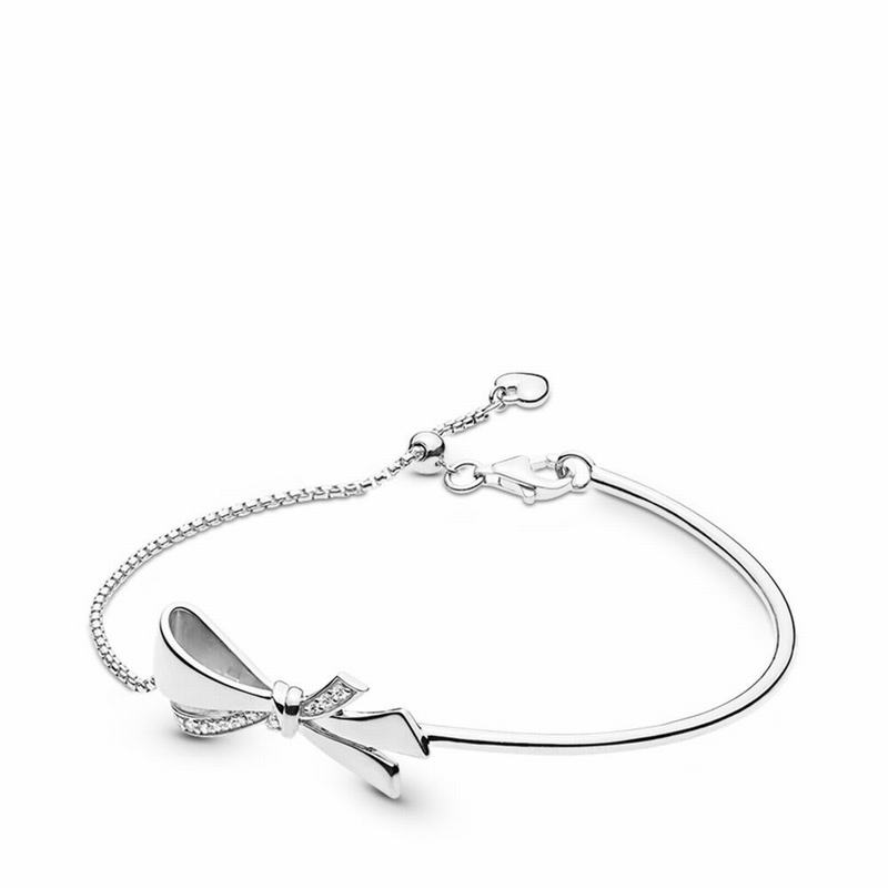 Pandora Sparkling Bow Slider Bracelet Clearance NZ, Sterling Silver (075936-QHW)